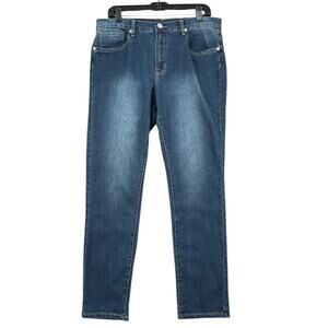 VENUS Blue Denim 5 Pocket Diamond Button Straight Leg Classic Casual Jeans US 14